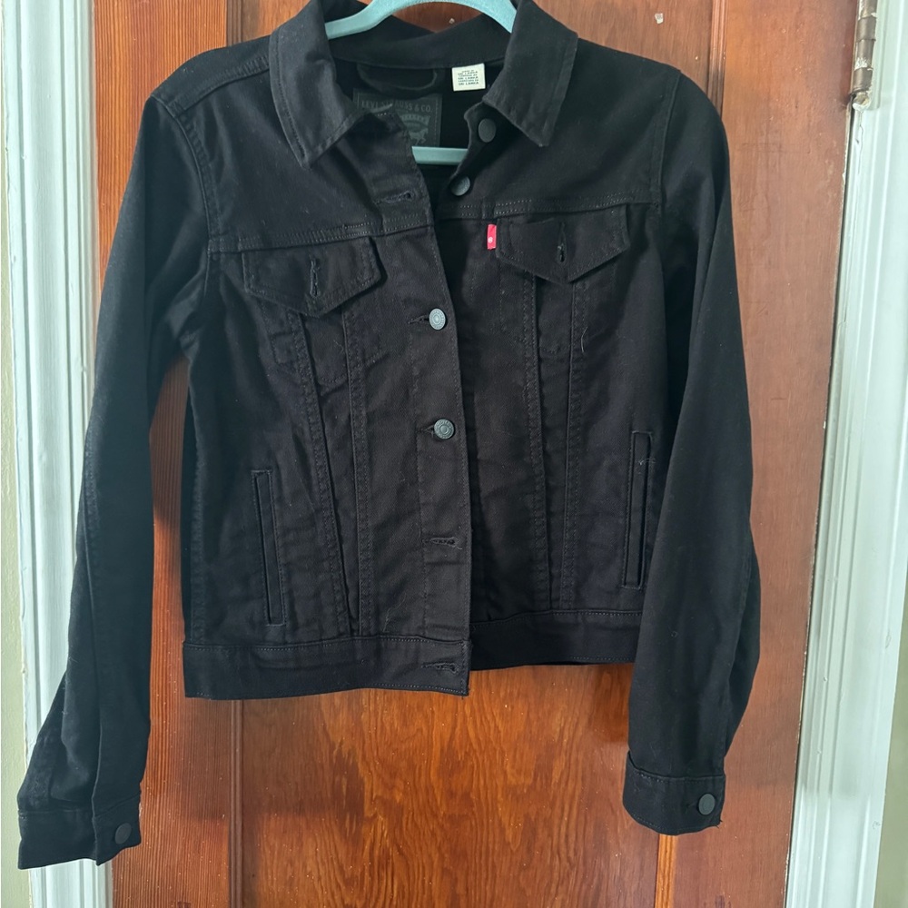 Levi's Women's Black Denim Jacket Aztec Patch